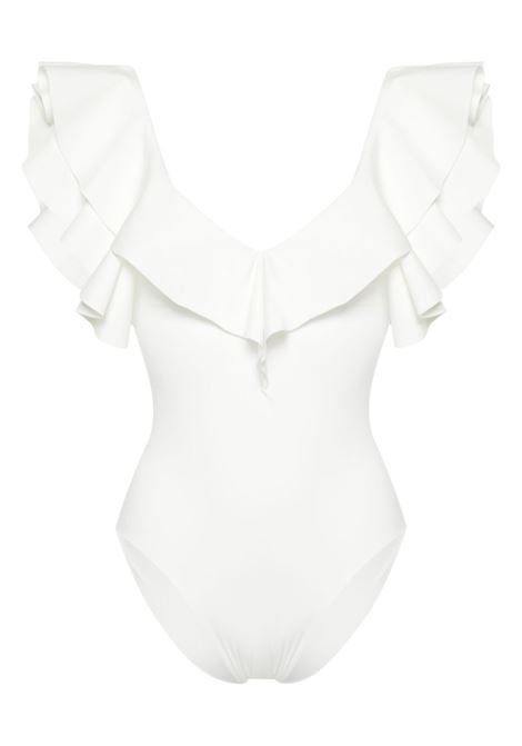 Wite Santa ruffled swimsuit Maygel Coronel - women MAYGEL CORONEL | BD018WHT